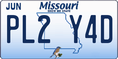 MO license plate PL2Y4D
