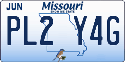 MO license plate PL2Y4G