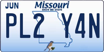 MO license plate PL2Y4N