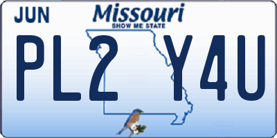 MO license plate PL2Y4U