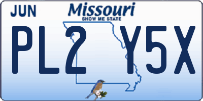 MO license plate PL2Y5X