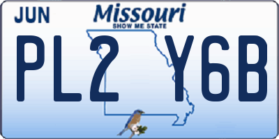 MO license plate PL2Y6B
