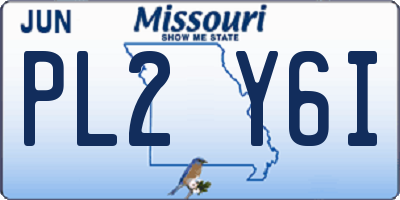 MO license plate PL2Y6I