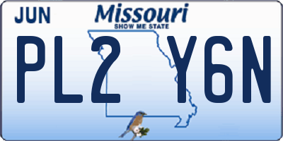 MO license plate PL2Y6N