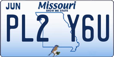 MO license plate PL2Y6U