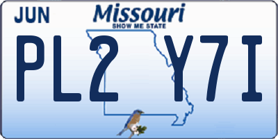 MO license plate PL2Y7I
