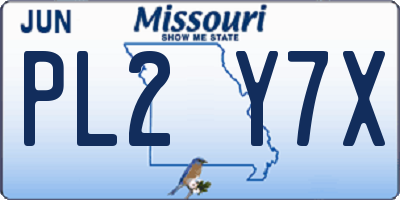 MO license plate PL2Y7X