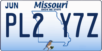 MO license plate PL2Y7Z