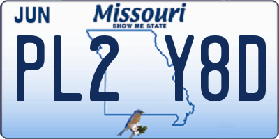 MO license plate PL2Y8D