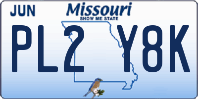 MO license plate PL2Y8K