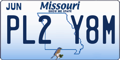 MO license plate PL2Y8M