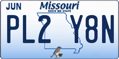 MO license plate PL2Y8N