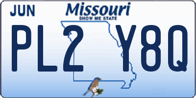MO license plate PL2Y8Q