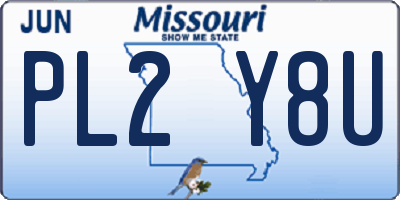 MO license plate PL2Y8U