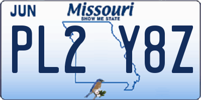 MO license plate PL2Y8Z