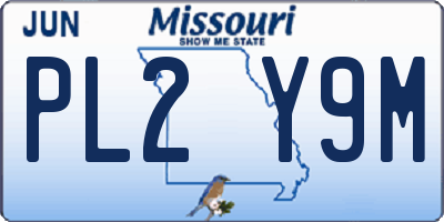 MO license plate PL2Y9M