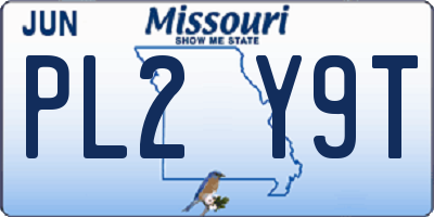 MO license plate PL2Y9T