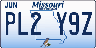 MO license plate PL2Y9Z