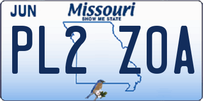 MO license plate PL2Z0A