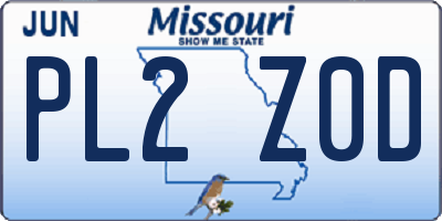MO license plate PL2Z0D