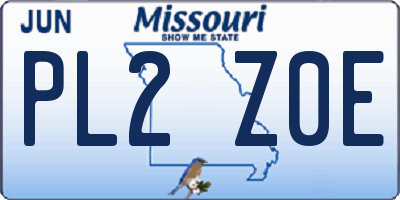 MO license plate PL2Z0E