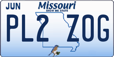 MO license plate PL2Z0G