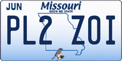 MO license plate PL2Z0I