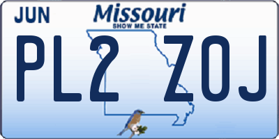 MO license plate PL2Z0J