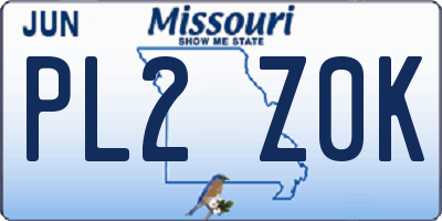 MO license plate PL2Z0K