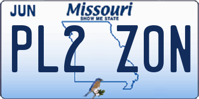 MO license plate PL2Z0N