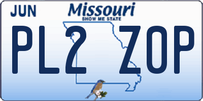 MO license plate PL2Z0P