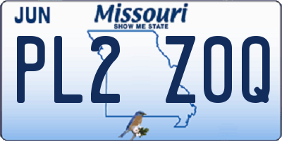 MO license plate PL2Z0Q