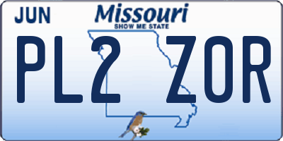 MO license plate PL2Z0R