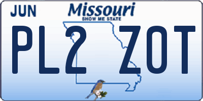 MO license plate PL2Z0T