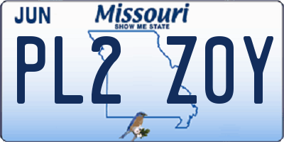 MO license plate PL2Z0Y