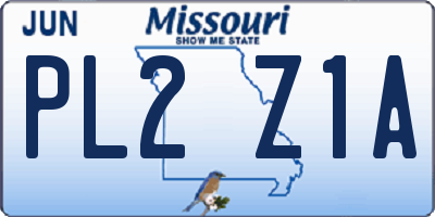 MO license plate PL2Z1A
