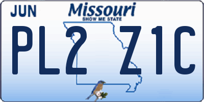 MO license plate PL2Z1C