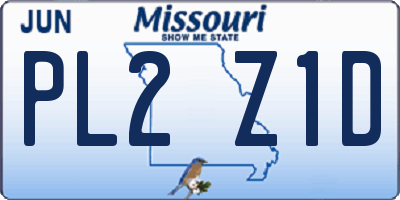 MO license plate PL2Z1D