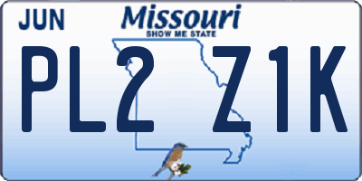 MO license plate PL2Z1K