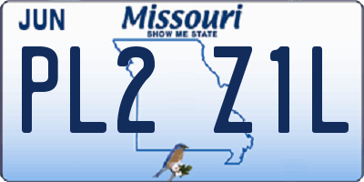 MO license plate PL2Z1L