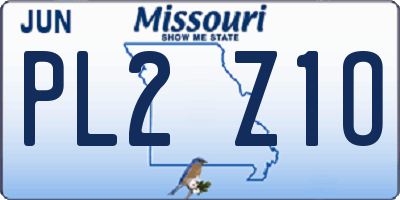 MO license plate PL2Z1O
