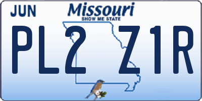 MO license plate PL2Z1R