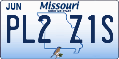 MO license plate PL2Z1S
