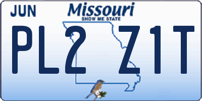 MO license plate PL2Z1T