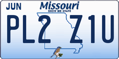 MO license plate PL2Z1U