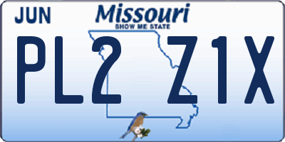 MO license plate PL2Z1X