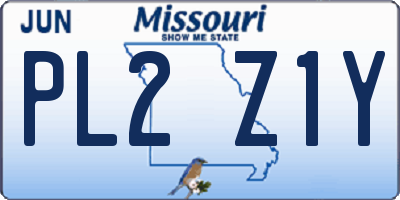 MO license plate PL2Z1Y