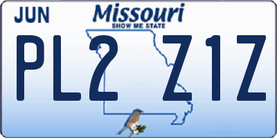 MO license plate PL2Z1Z