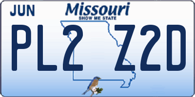 MO license plate PL2Z2D