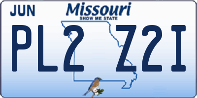 MO license plate PL2Z2I